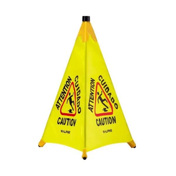 Alpine Industries 30 in. Yellow Multi-Lingual Pop-Up Wet Floor Sign