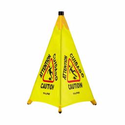Alpine Industries 30 in. Yellow Multi-Lingual Pop-Up Wet Floor Sign thumbnail 1