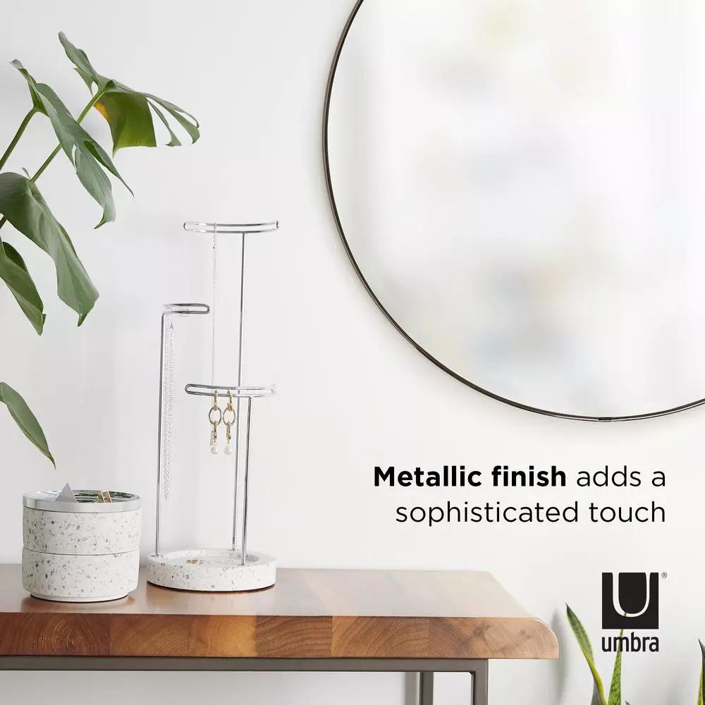 Umbra Hubba Round Contemporary Wall Mirror, Metallic Titanium, 34 in.