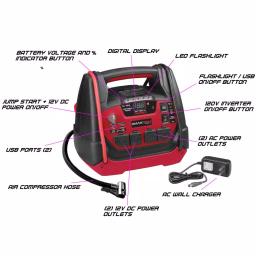 Smartech Products Smartech JSL-1250 Portable Power Station with 1250 Amp Jump Starter and 150 PSI Air Compressor thumbnail 2