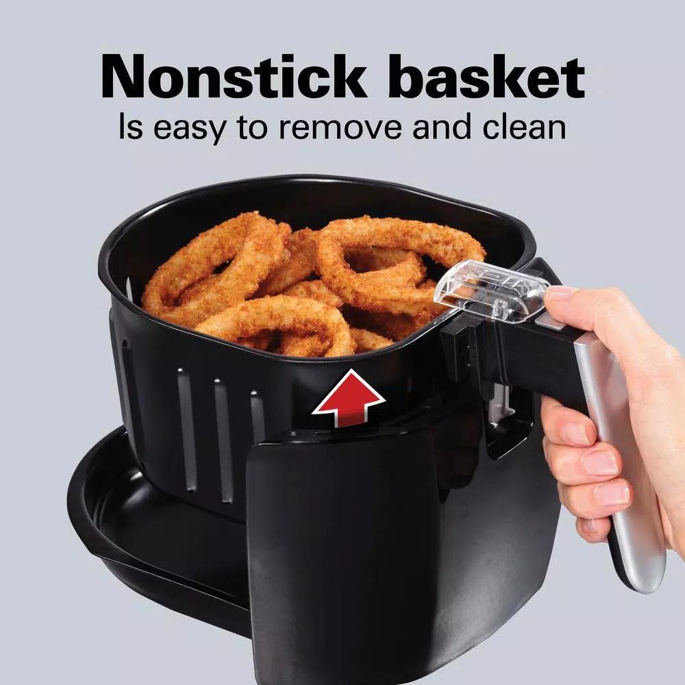 Proctor Silex 1.58 Qt. Black Air Fryer, 900W Compact Countertop Fryer