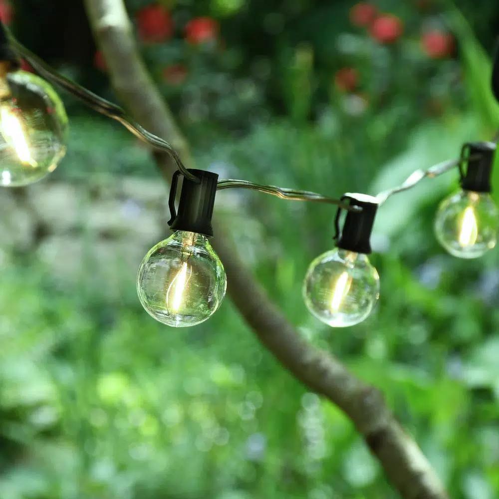 LUMABASE 25 LED White Globe String Lights with Warm Filament Bulbs, 25 ft. Weather Resistant Outdoor/Indoor Decor