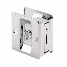 Prime-Line Polished Chrome Pocket Door Privacy Lock and Pull, Reversible Design thumbnail 1