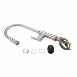 Vanity Art Brushed Nickel Single-Handle Pull-Down Kitchen Faucet with Sprayer Wand thumbnail 4