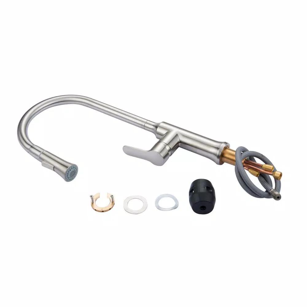 Vanity Art Brushed Nickel Single-Handle Pull-Down Kitchen Faucet with Sprayer Wand