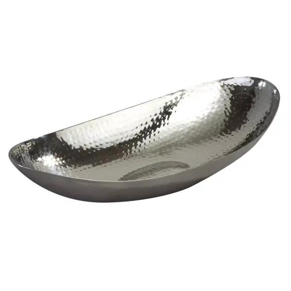 Elegance 14.5 in. Hammered Stainless Steel Oval Serving Bowl