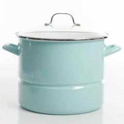 Kenmore 16-Quart Steel Stock Pot Set with Steamer Insert and Glass Lid, Broadway Blue thumbnail 1