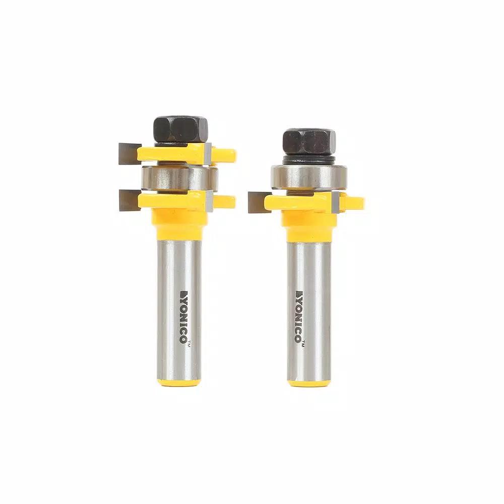 Yonico Carbide Tipped Tongue and Groove Router Bit Set, 1/2 in. Shank, 2-Piece