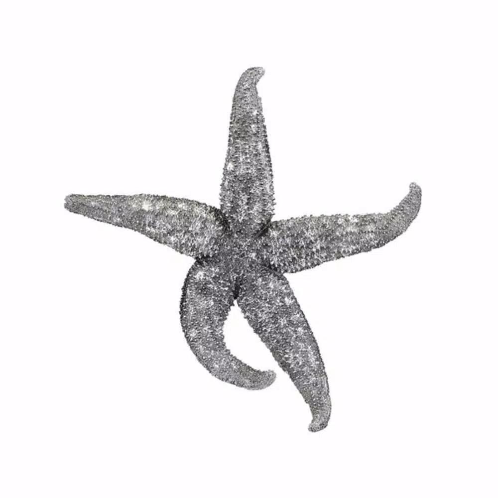 IMAX Magali Silver Starfish Wall Decor Set of 3 - Distressed Gray Polystone Sculptures