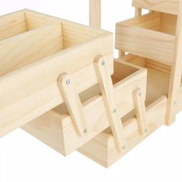 Mind Reader Wooden Sewing Kit Organizer Box for Needles, Thread, and Scissors, Brown thumbnail 2