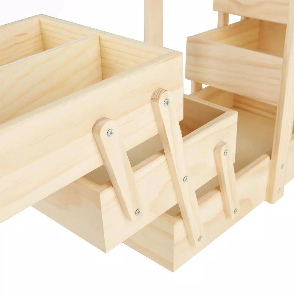 Mind Reader Wooden Sewing Kit Organizer Box for Needles, Thread, and Scissors, Brown