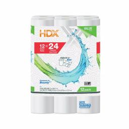HDX 2-Ply Paper Towels, Ultra Absorbent, Adjust-A-Size, 12 Rolls thumbnail 1