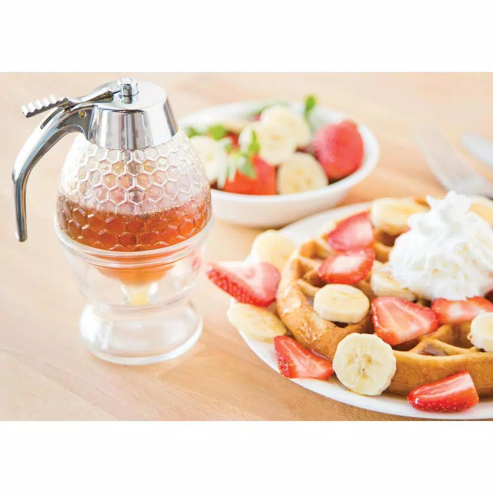 Fox Run Clear Glass Honey and Syrup Dispenser with Thumb Lever