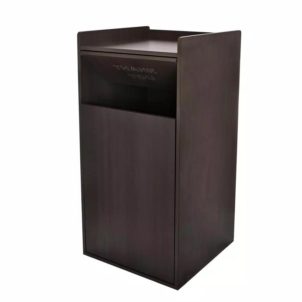Alpine Industries 40 Gal. Black Wood Commercial Tray Top Waste Enclosure Trash Receptacle
