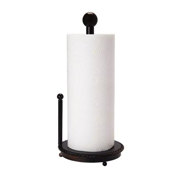 Gourmet Basics by Mikasa Mikasa Gourmet Basics 14 in. Rope Design Wrought Iron Paper Towel Holder, Black