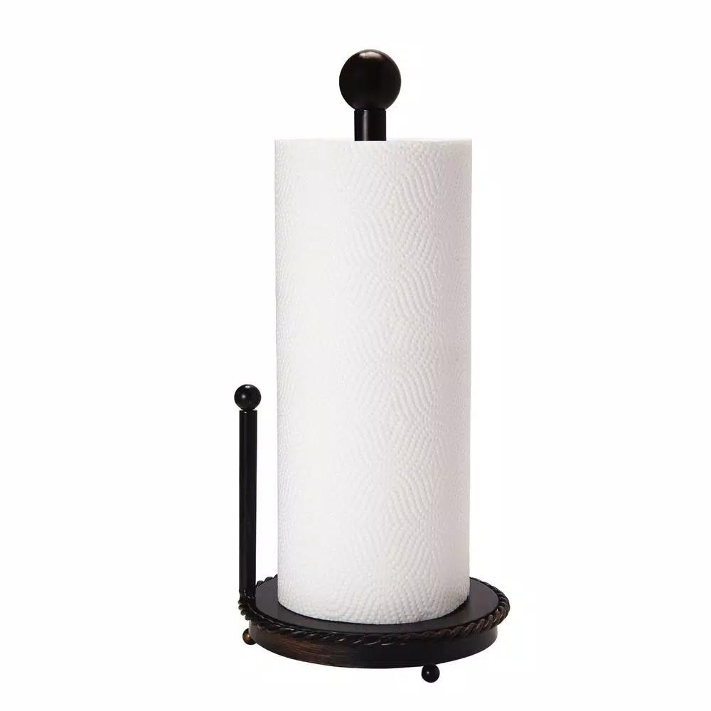 Gourmet Basics by Mikasa Mikasa Gourmet Basics 14 in. Rope Design Wrought Iron Paper Towel Holder, Black