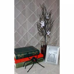Unbranded 24 in. Halloween Twig Spray with Silver Ghosts (Set of 3) thumbnail 2