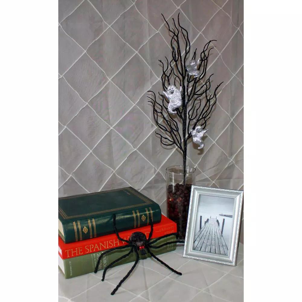 Unbranded 24 in. Halloween Twig Spray with Silver Ghosts (Set of 3)