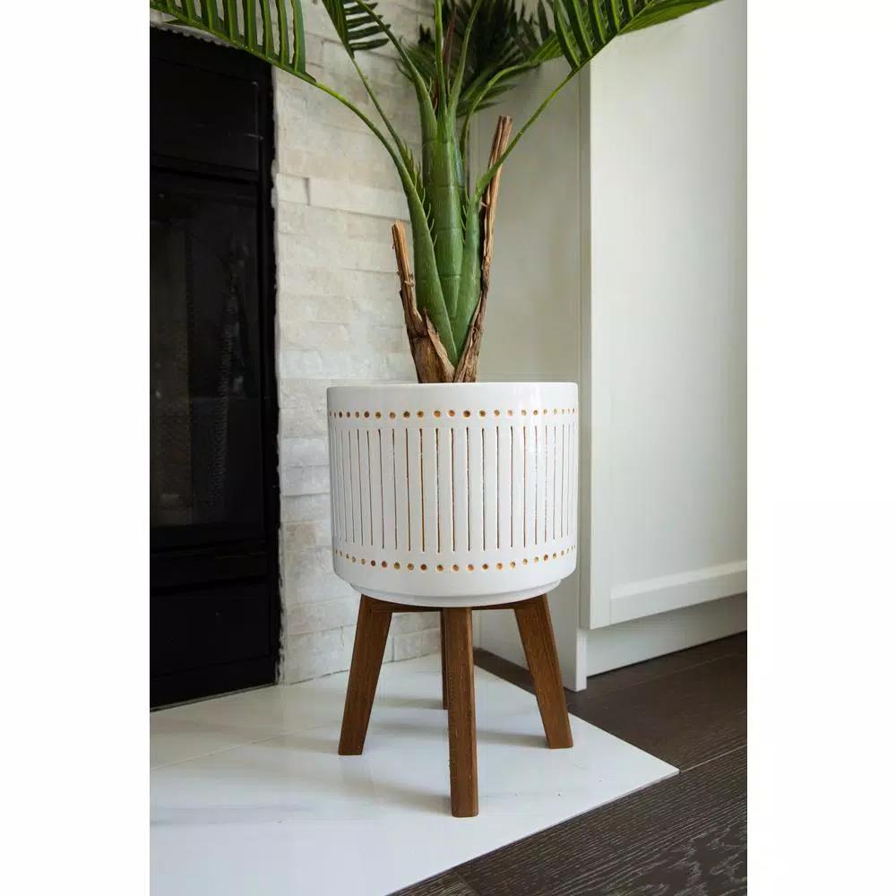 Flora Bunda 4 ft. Artificial Areca Palm Tree in Ceramic Planter with Wood Stand