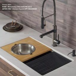 KRAUS 16.75 in. Workstation Kitchen Sink Serving Board Set with Stainless Steel Colander thumbnail 6