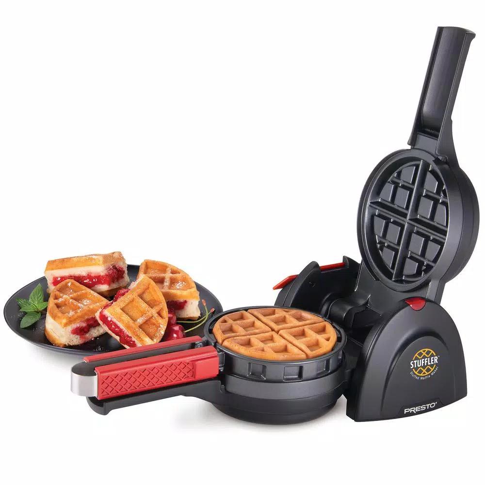 Presto Stuffler 900W Belgian Stuffed Waffle Maker, 5-inch Nonstick Black Waffle Iron