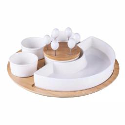 Legacy Symphony Ceramic and Bamboo Appetizer Serving Set with 3 Dip Bowls and 6 Picks thumbnail 3
