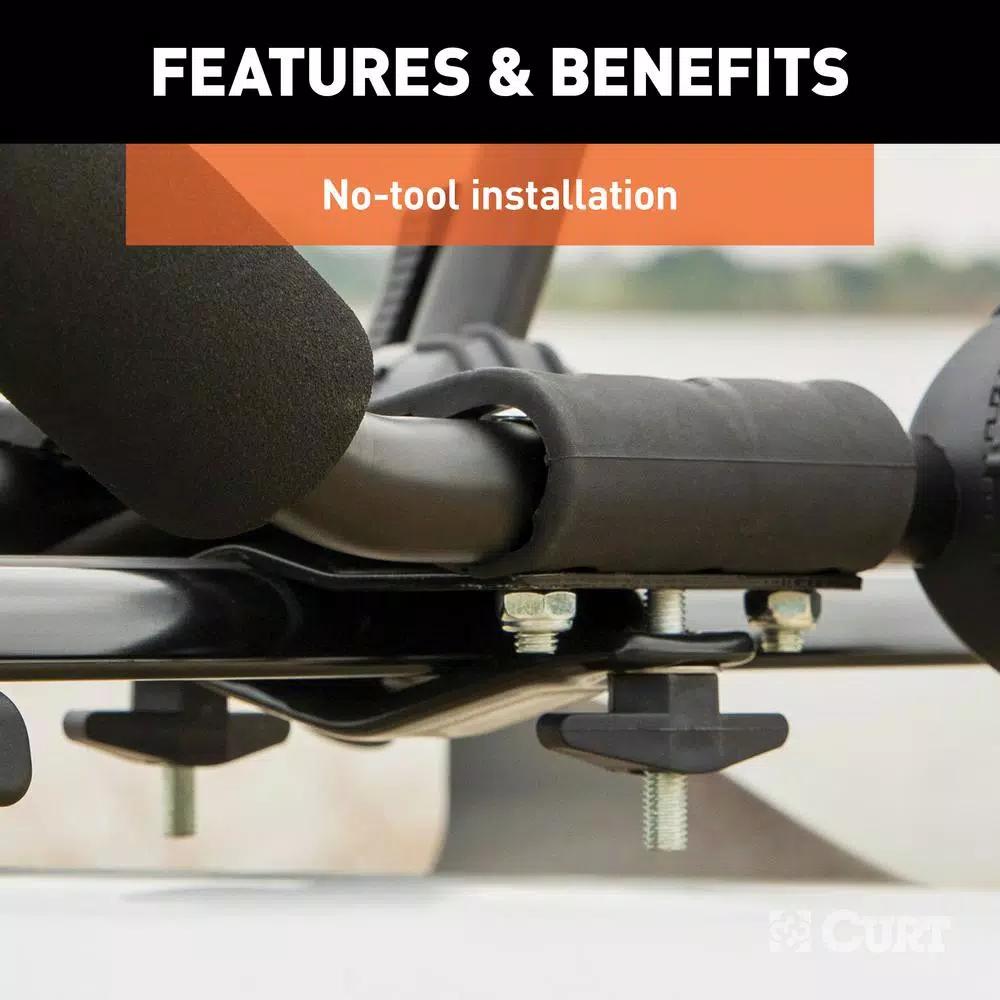 CURT Aluminum Kayak Roof Rack Carrier, 75 lb Capacity, Universal Fit