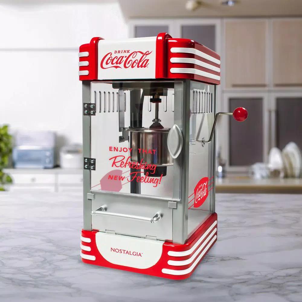 Unbranded Coca-Cola Countertop Popcorn Popper Machine with 2.5-Oz. Stainless Steel Kettle, Red