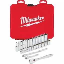 Milwaukee 1/4 in. Drive SAE & Metric Ratchet and Socket Mechanics Tool Set, 54-Piece thumbnail 10