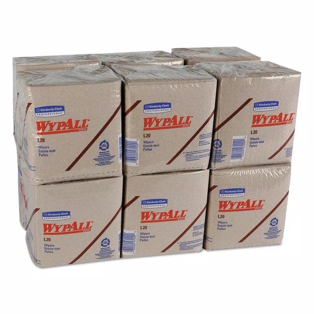 Wypall L20 2-Ply Brown Paper Wipers, 12.5 x 13.25 in, 68/Pack, 12 Packs Per Carton