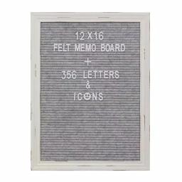 Stonebriar Collection Stonebriar Gray Felt Memo Board with White Wash Wooden Frame and 356 Letter Kit thumbnail 1
