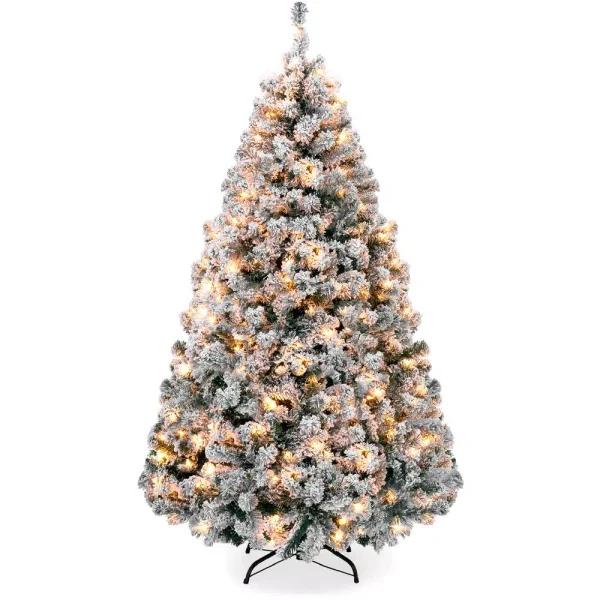 Best Choice Products 7.5 ft. Pre-Lit Flocked Artificial Christmas Tree with 550 Warm White Incandescent Lights