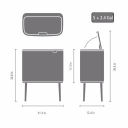 Brabantia Bo 9 Gallon Dual Compartment White Steel Rectangular Touch Bin with Removable Buckets thumbnail 8
