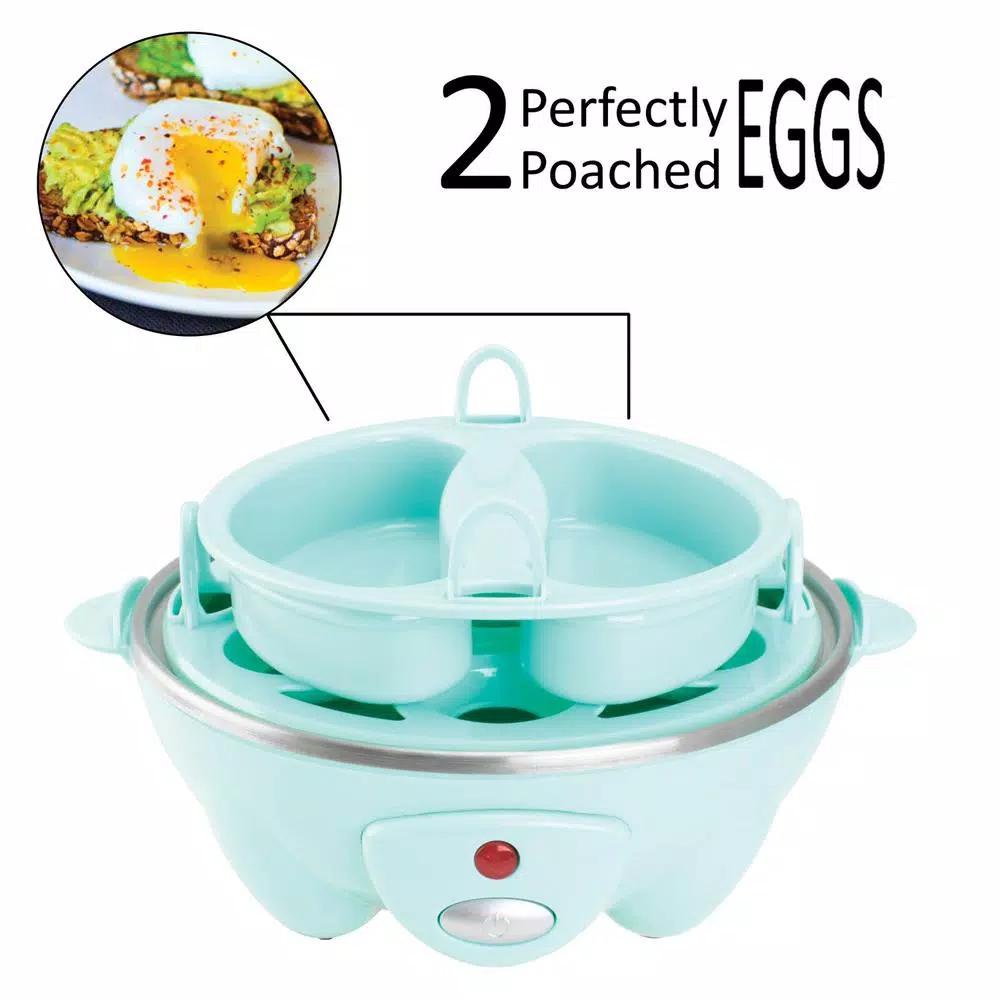 Brentwood 7-Egg Blue Electric Egg Cooker with Auto Shutoff, Poaching Tray & Omelet Maker