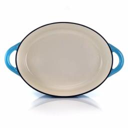 MegaChef 7 Qt. Oval Enameled Cast Iron Casserole Dish with Lid, Blue thumbnail 4