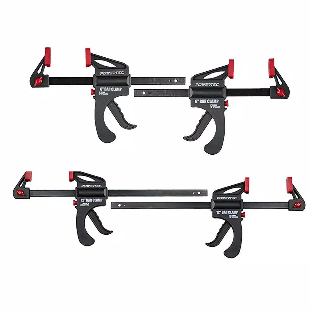 POWERTEC Quick Release Bar Clamp Set, 4-Pack (6 in. and 12 in.)