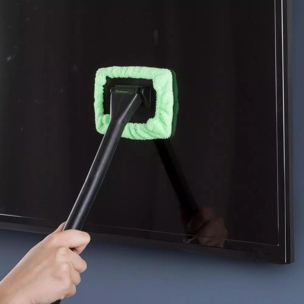 Stalwart Windshield Cleaner Tool with Pivoting Head and Microfiber Cloth