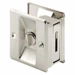 Prime-Line Satin Nickel Pocket Door Privacy Lock and Pull, Reversible Design thumbnail 1
