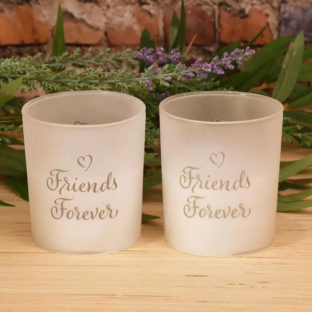 LUMABASE Friends Forever LED Glass Battery Operated Candles - Set of 2