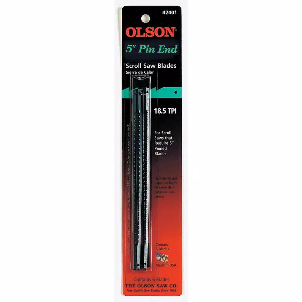 Olson Saw High Carbon Steel 5 in. Pin End Scroll Saw Blades, 18.5 TPI, 6-Pack