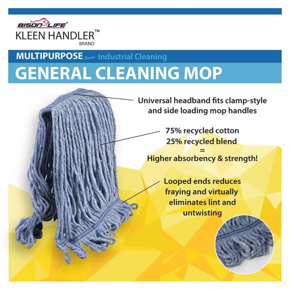 Kleen Handler Heavy Duty Commercial Universal Looped End Cotton Blend String Mop Head Refill, Blue