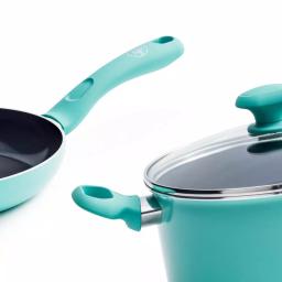 GreenLife Diamond 2-Piece Aluminum Ceramic Nonstick Frying Pan Set, Turquoise thumbnail 6