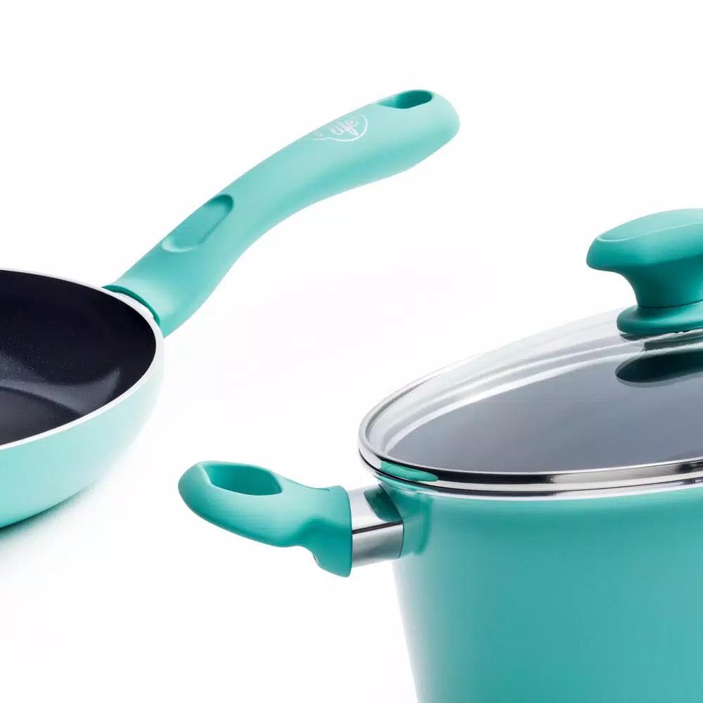 GreenLife Diamond 2-Piece Aluminum Ceramic Nonstick Frying Pan Set, Turquoise