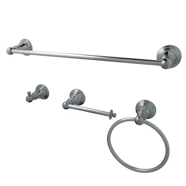 Kingston Brass Classic 4-Piece Polished Chrome Bath Hardware Set - Transitional Style