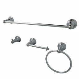 Kingston Brass Classic 4-Piece Polished Chrome Bath Hardware Set - Transitional Style thumbnail 1