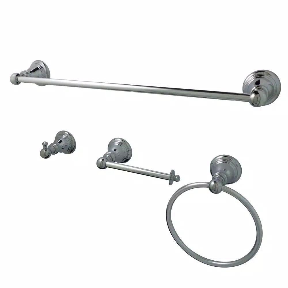 Kingston Brass Classic 4-Piece Polished Chrome Bath Hardware Set - Transitional Style