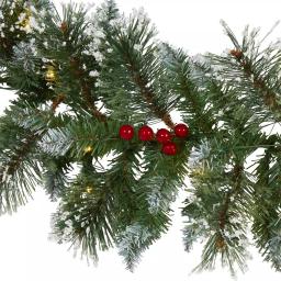 Nearly Natural 9 ft. Pre-lit Frosted Swiss Pine Artificial Garland with 50 LED Lights and Berries thumbnail 3
