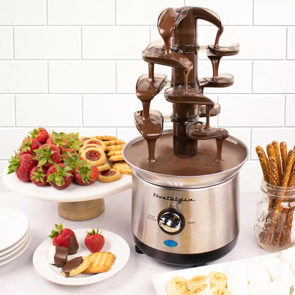 Nostalgia 3-Tier Stainless Steel Cascading Fondue Fountain with Auger-Style Flow
