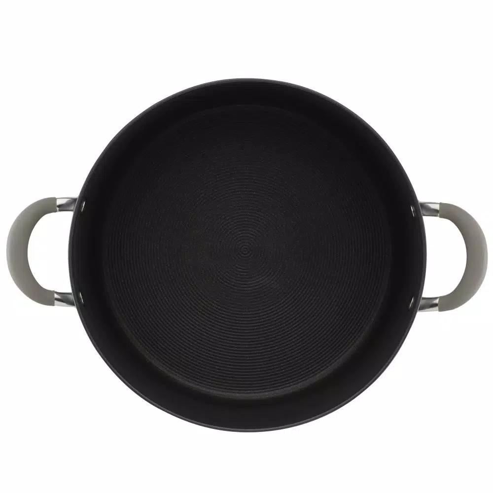 Circulon Elementum 10-Quart Hard-Anodized Aluminum Nonstick Stock Pot with Glass Lid, Oyster Gray
