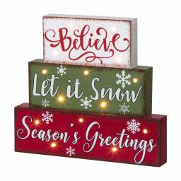 Glitzhome 11.81 in. LED Lighted Multi-color Wooden Block Word Sign, 14-Bulbs thumbnail 7